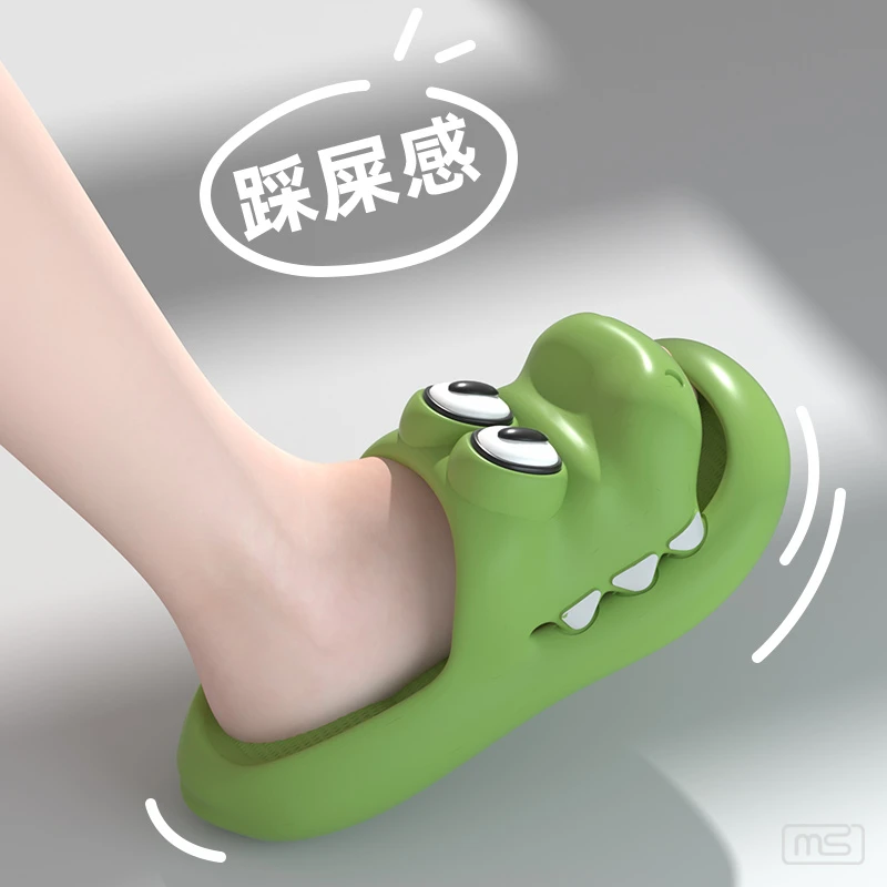耍鞋 可爱小鳄鱼凉拖鞋女生夏季室内家居卡通踩屎感可爱拖鞋防滑