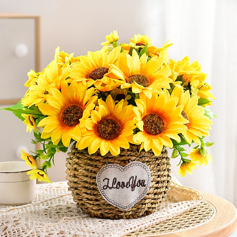 仿真花朵向日葵盆栽塑料花束插花艺客厅餐桌茶几摆设摆件假花装饰