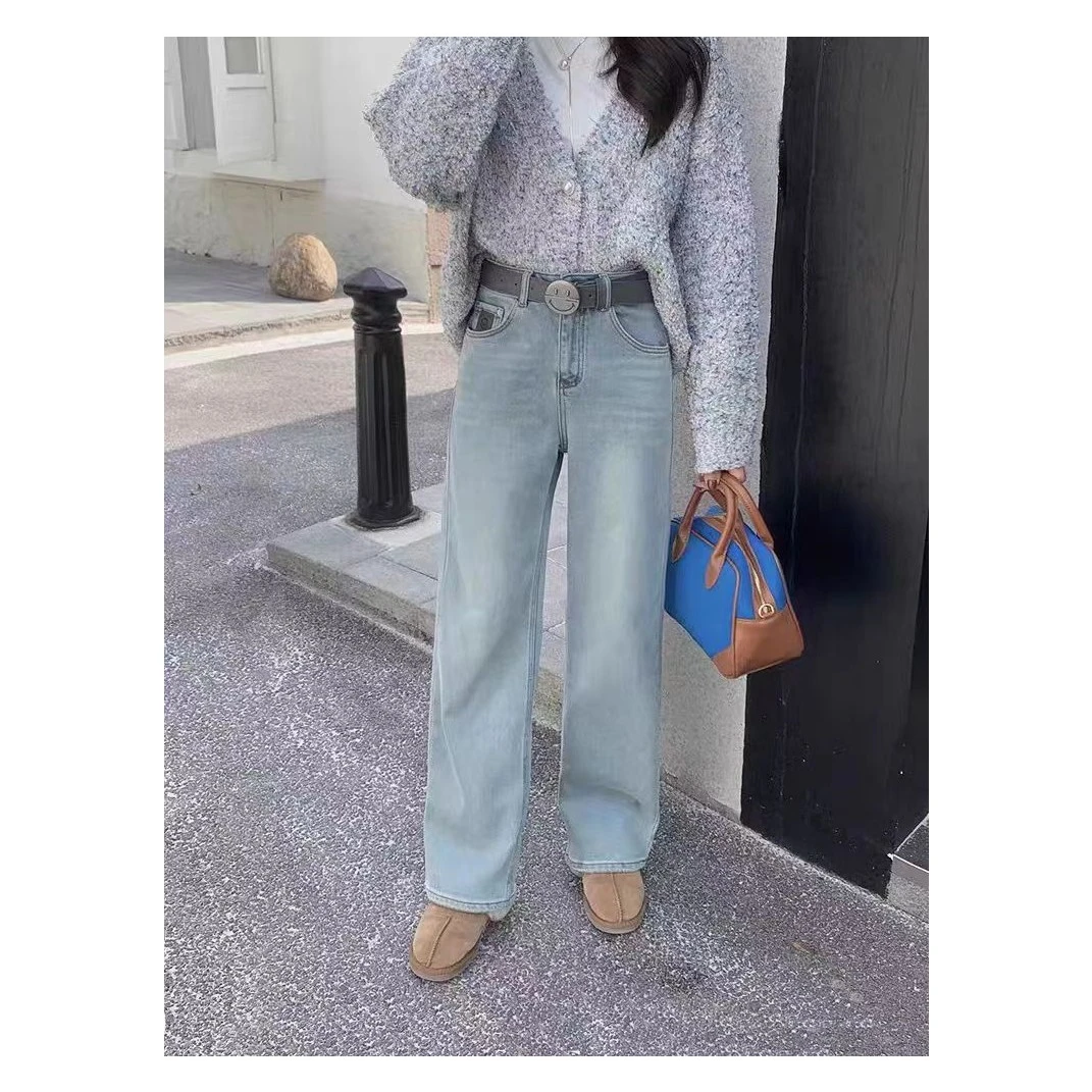 【ARONG阿荣家】笑脸牛仔裤05181-浅蓝-ML