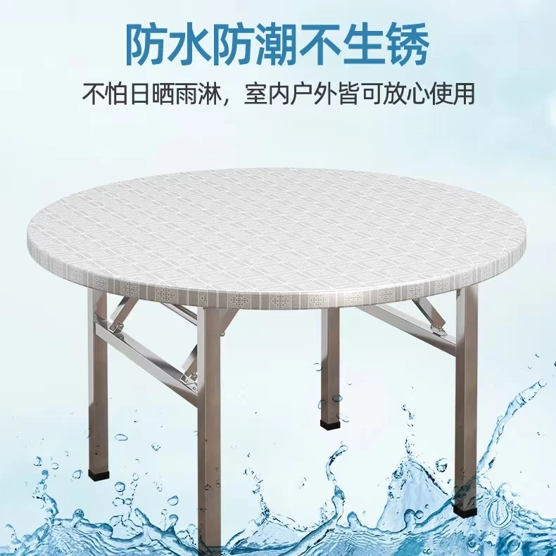 【80 90 1米圆桌】折叠饭桌防水不锈钢圆桌，家用小餐桌，小茶几，圆形