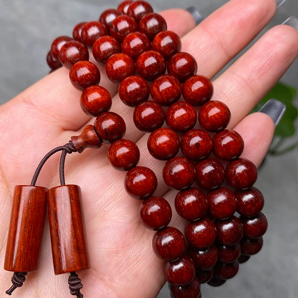 圆柱(5A)08MM红泥正宗印度小叶紫檀手串老料多圈男女款好物文玩