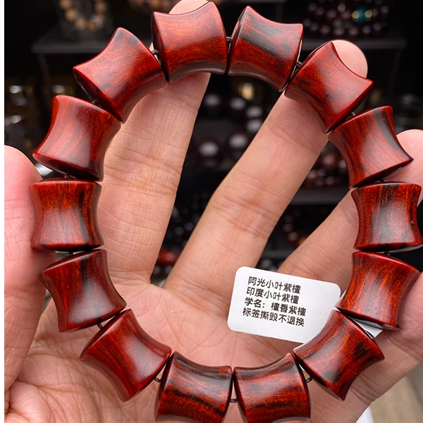 竹节桶珠 15X15正宗印度小叶紫檀手串老料男女款好物文玩手工尺寸