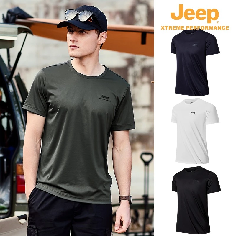 JEEP/吉普【UPF50+】冰丝凉感短袖T恤男夏季防晒衣休闲运动健身衣