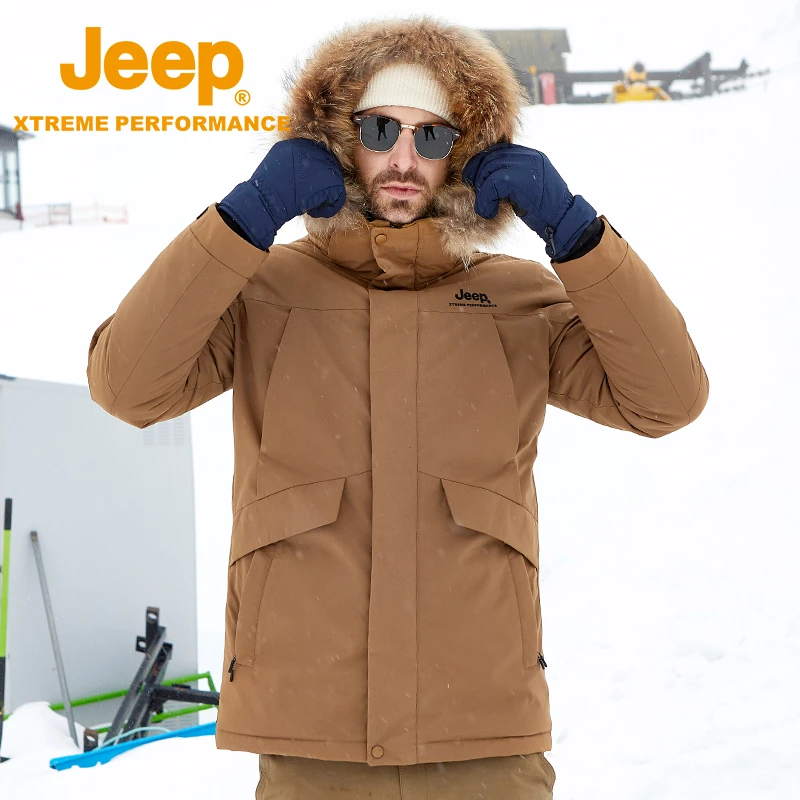 JEEP/吉普秋冬新款中长羽绒服杜邦三防面料滑雪服科技锁温保暖