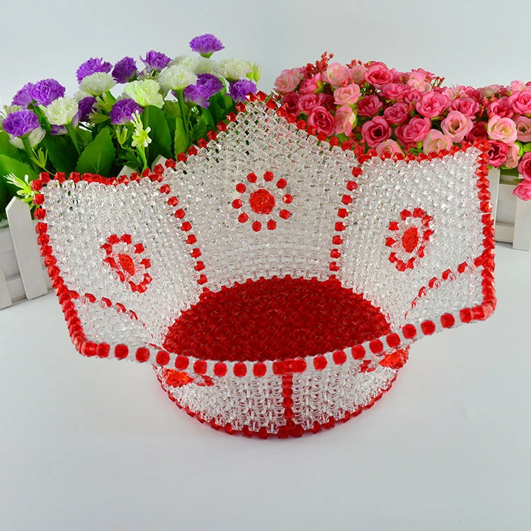 鑫源diy手工编织串珠五角大果盘材料包家居水果篮收纳散珠