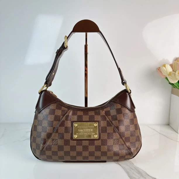 95新 LouisVuitton/路易威登 路易威登棕棋盘格腋下南瓜包Niko
