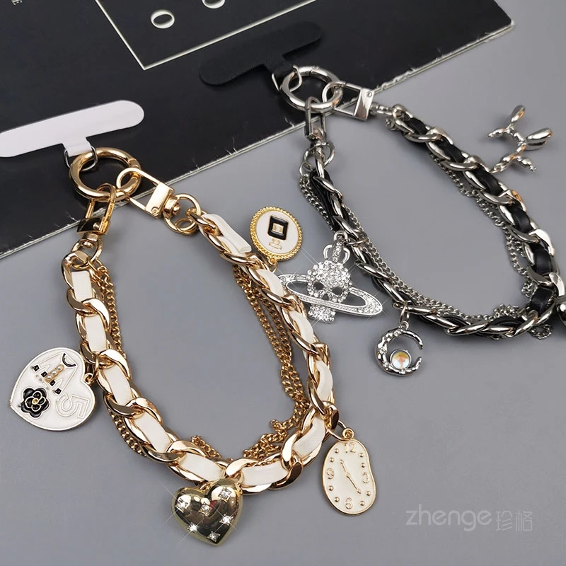 短款吊坠皮卡链手提手腕挂饰挂链女手机挂绳夹片式手机壳通用吊绳