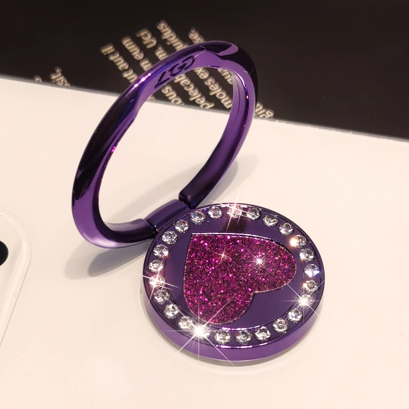 创意手机指环扣支架女款网红爱心镶钻手指扣手机壳通用便携背贴潮