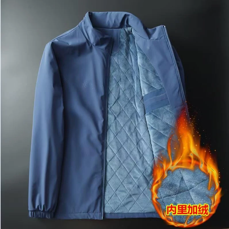 加绒加厚弹力夹克外套立领保暖秋冬宽松棉衣WT304