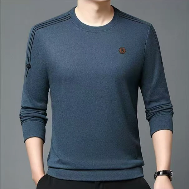 男士圆领长袖秋季休闲宽松百搭套头上衣TX104