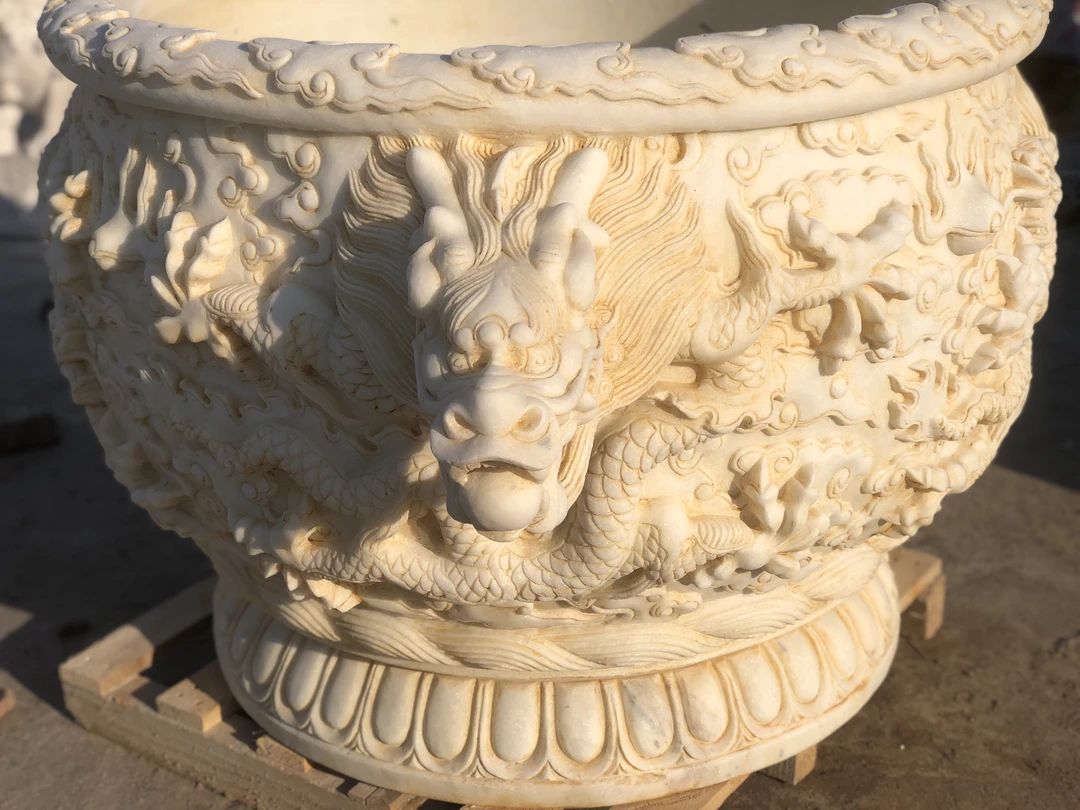 汉白玉：大龙缸门海直径1米