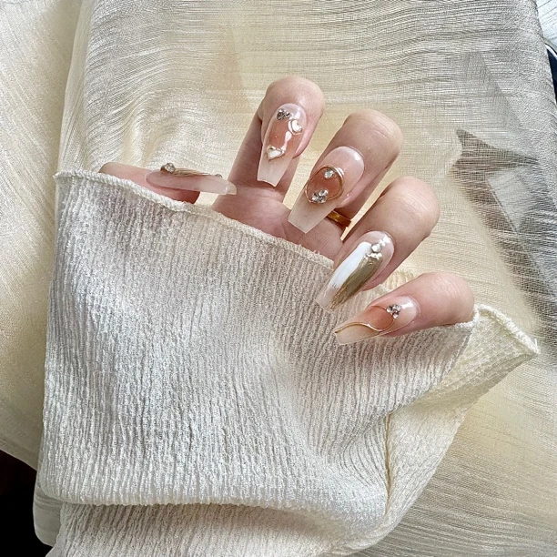 【怦然心动】纯手工光疗穿戴甲 腮红甲晕染渐变 可拆卸气质秋冬