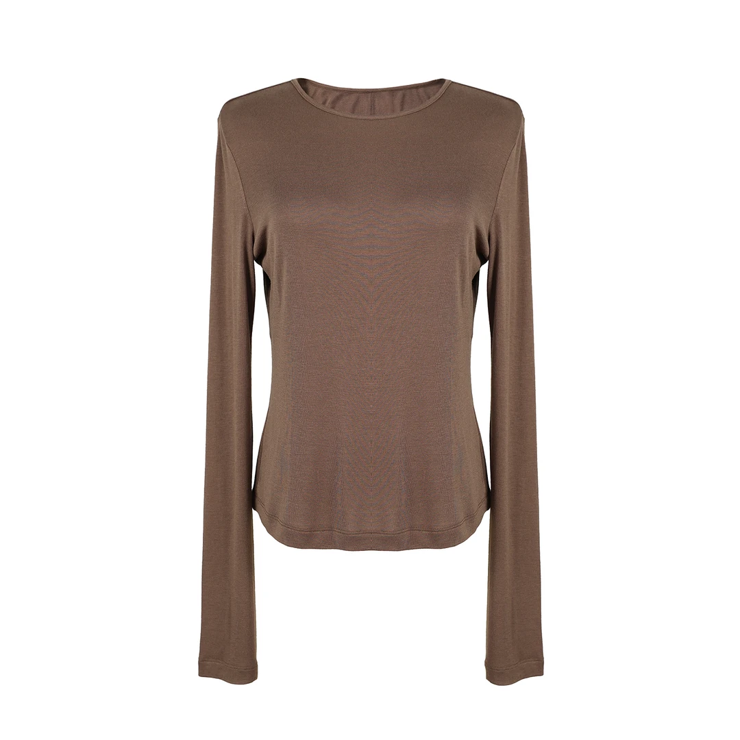 ERZ墨小墨|轻薄面膜T桑蚕丝圆领小落肩高领长袖打底衫4345-TX2301