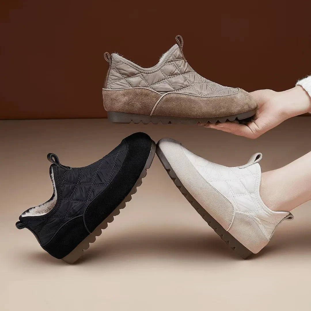 2024冬季新款加绒一脚蹬保暖豆豆鞋轻便防滑软底耐磨舒适百搭棉鞋