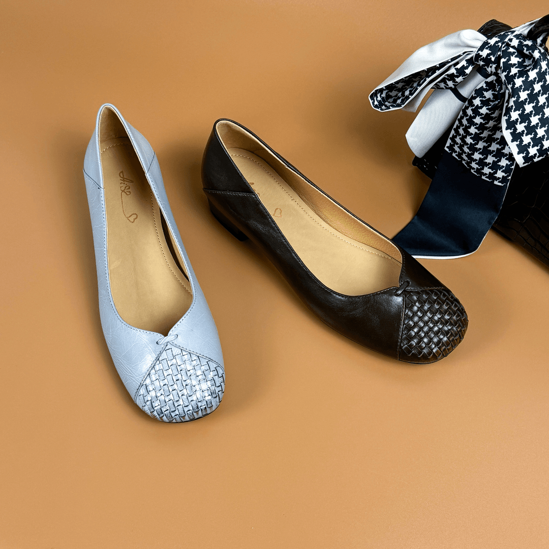 3CM低跟真皮单鞋软底软面春秋季手工女鞋小方头小香风里外全皮