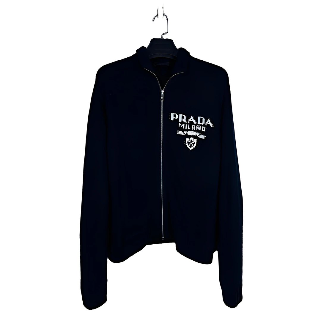 Prada 普拉达 提花羊绒拉链针织衫 48码/98新/无配件