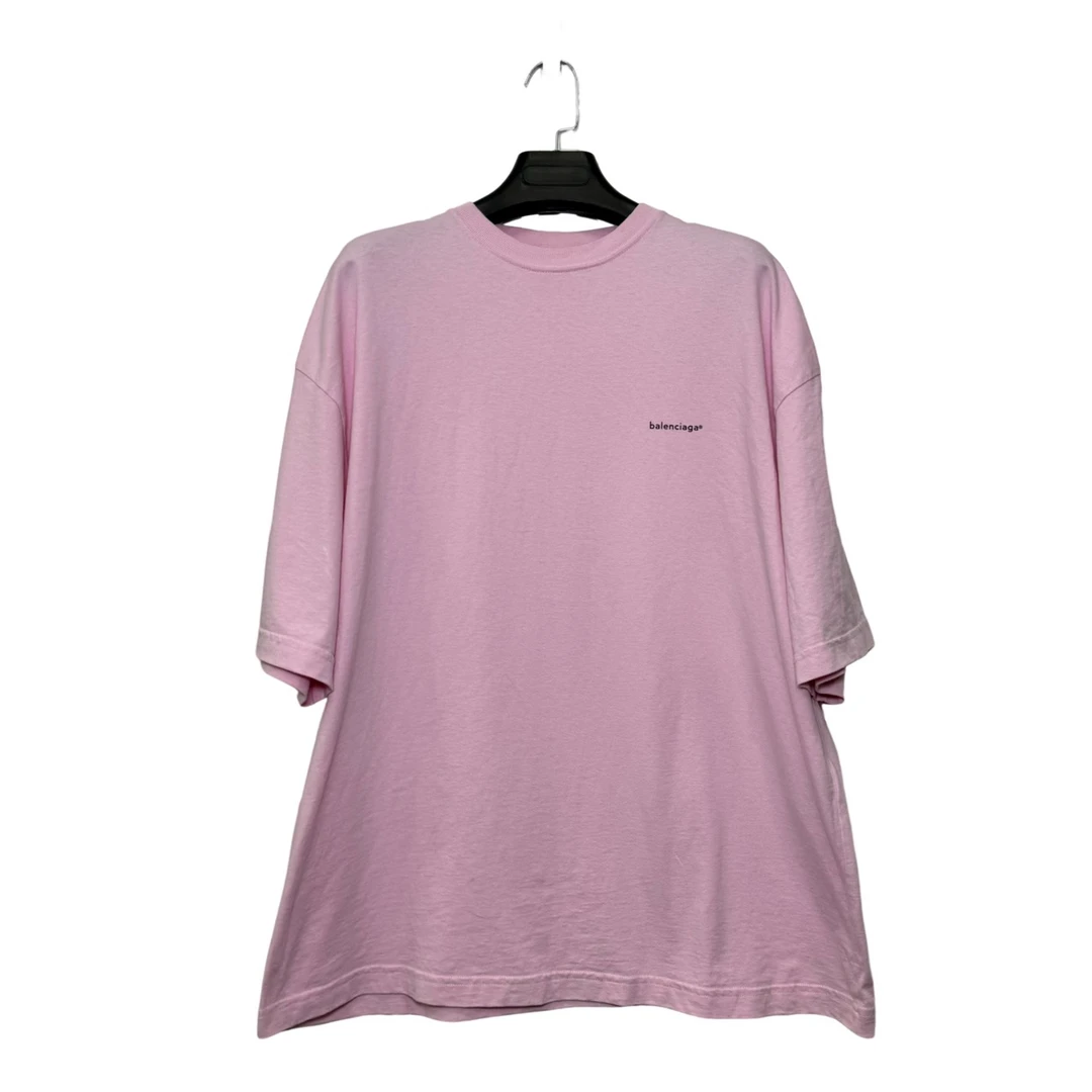 95新 Balenciaga/巴黎世家 粉色logo短袖 XS码/95新/无配件