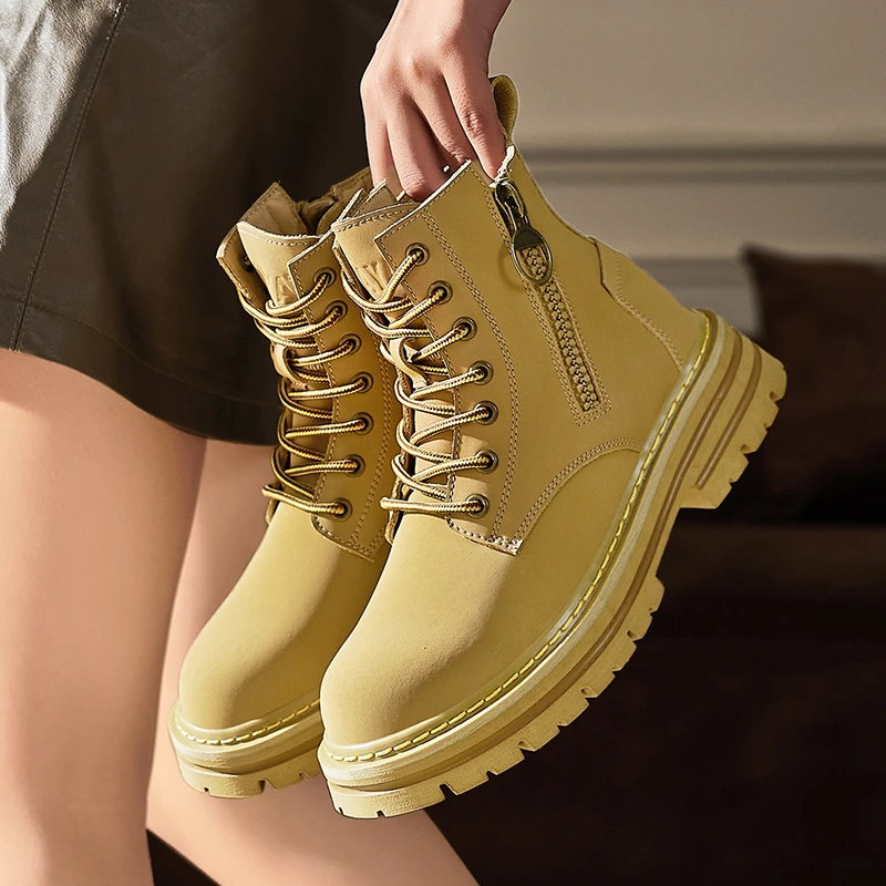 2024年秋季新款马丁靴高帮鞋真皮中帮短靴潮流复古休闲风工装鞋靴