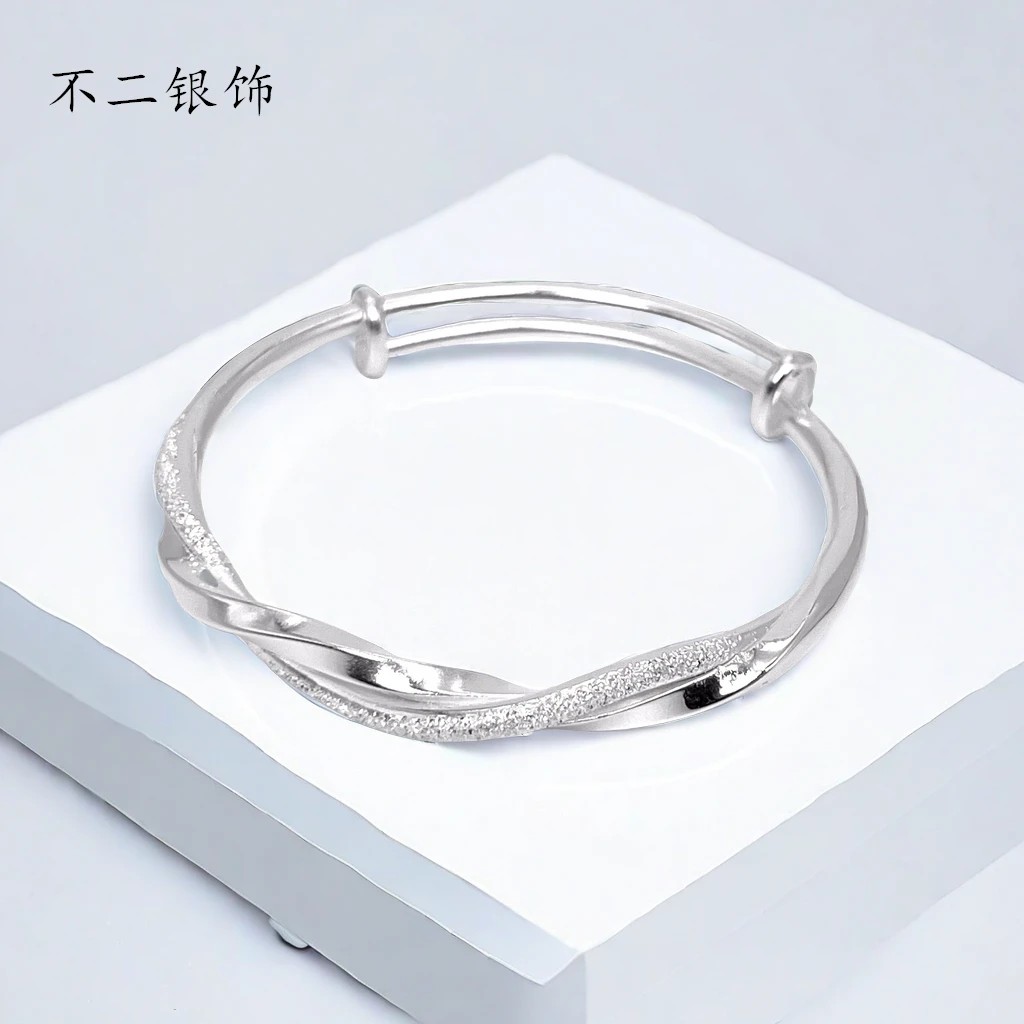 足银手镯 【A12】25.5克莫比乌斯环银手镯足银999推拉款实心手镯