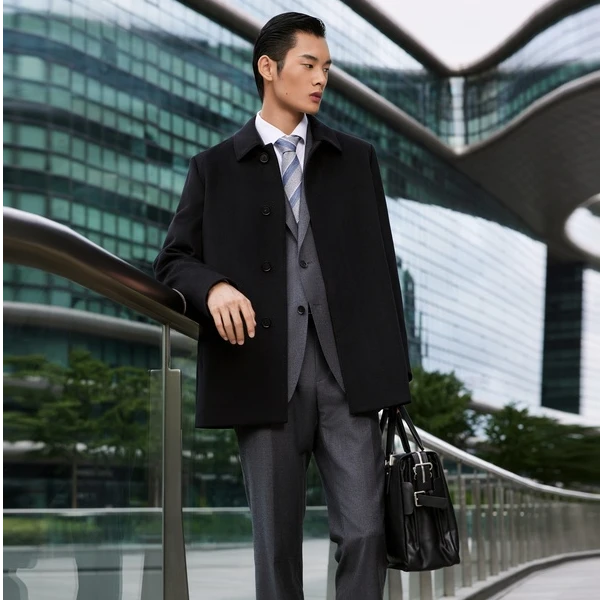 【可拆卸鹅绒内胆+绵羊毛+山羊绒】雅戈尔男士翻领秋冬大衣01N118