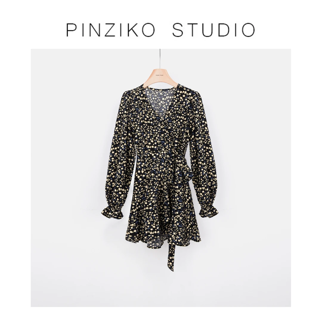 【PINZIKO】碎花裙~新款百搭显瘦优雅时尚气质系带连衣碎花裙TJE171