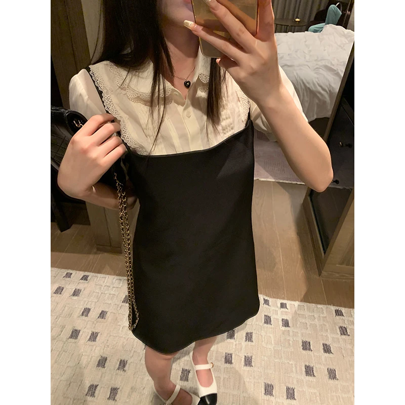 YOKALSS少女家 【清清】杏色甜美娃娃领泡泡袖蕾丝衫上衣 X19749S42