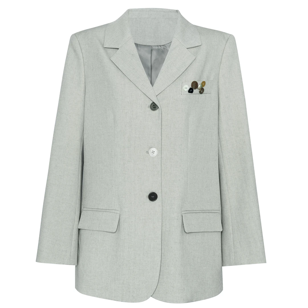 妯娌私服【福福款】百搭韩版气质异型扣西装外套62903