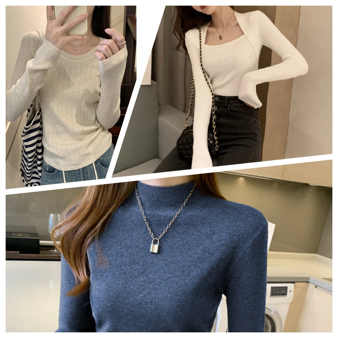 【F311-F320】女针织上衣时尚休闲宽松设计感百搭洋气