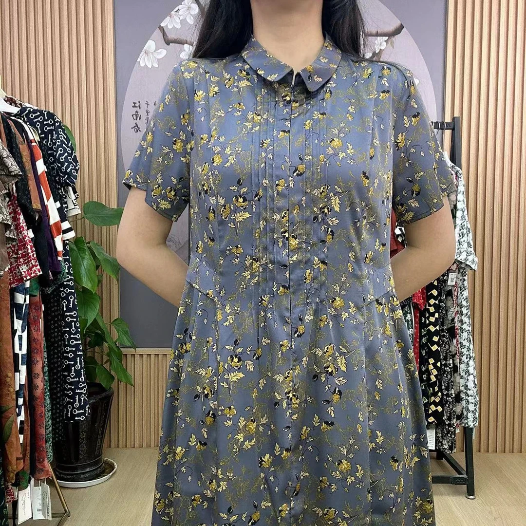 杭州真丝桑蚕丝连衣裙女2025新款春夏季妈妈气质高端夏天裙子A213