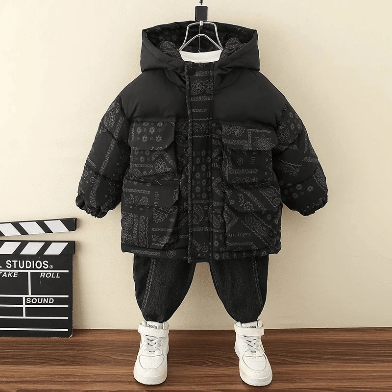 男童冬季棉服2024新款男孩宝宝冬装派克棉服儿童加绒加厚外套秋冬