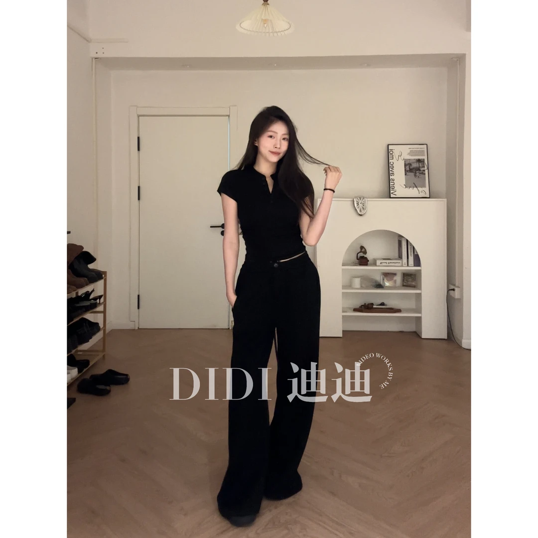 妙前【吃瓜专属】纸片人显瘦上衣！夏季辣妹修身打底衫短款纽扣T恤