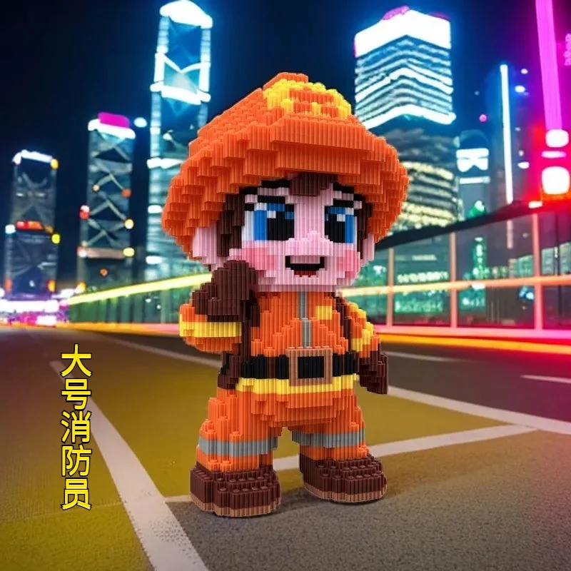 大号背包消防员乐1高积木diy拼装益智拼图儿童玩具男女生礼物潮玩