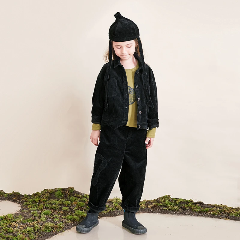 小日着原创童装【飞鱼猪】秋冬季百搭复古灯芯绒休闲裤子 21QT6197K