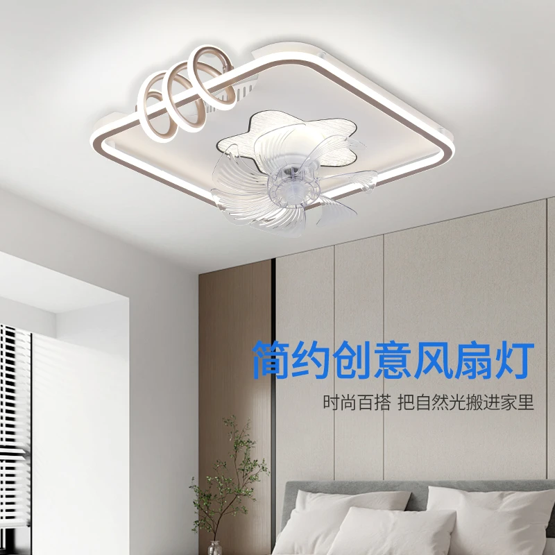 新款360度摇头家用圆形正方形风扇灯LED简约大气时尚卧室灯餐厅