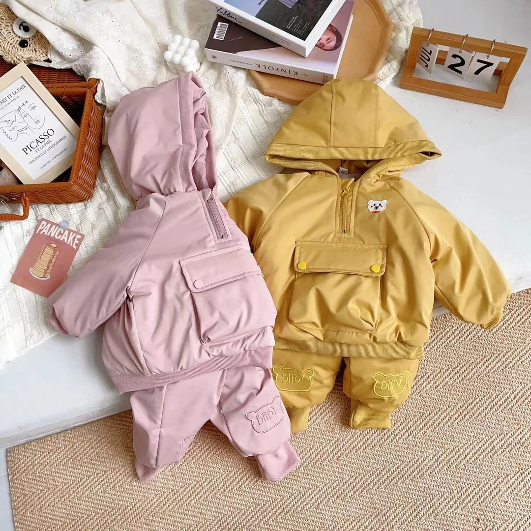 【现货】WDT220068冬季儿童套装男童女童加厚加绒两件套