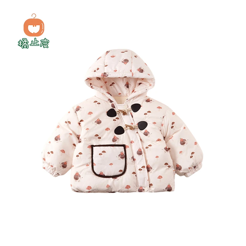 【现货】橘止皮儿童羽绒服90白鸭绒冬季新加绒连帽外套保暖DW249731
