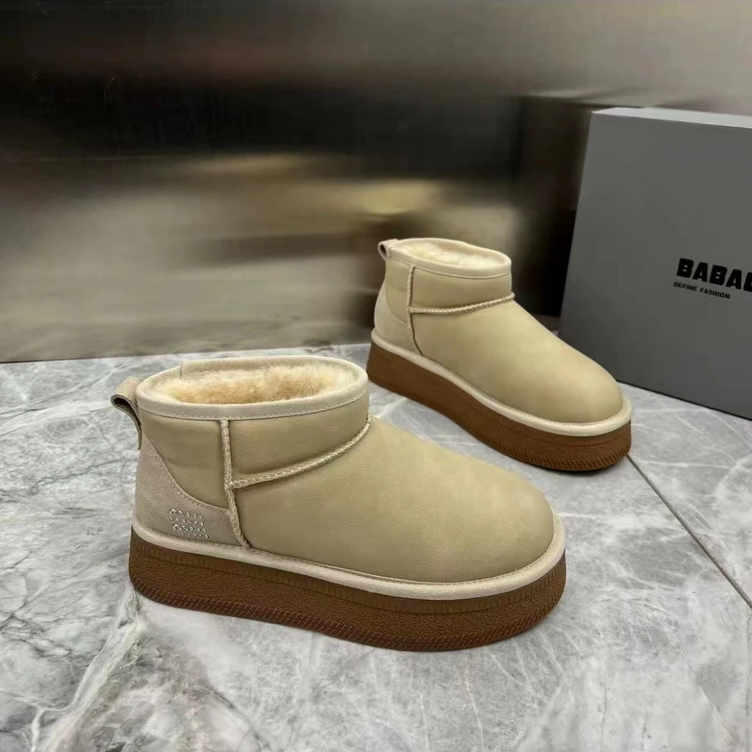 航航HHFS.『 暖暖的 』休闲时尚百搭加绒平底秋冬厚底雪地靴118-12