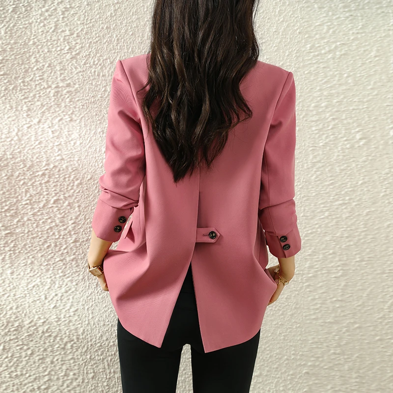 粉色西装外套女春款2025新款春秋小个子大码高级感休闲小西服春季