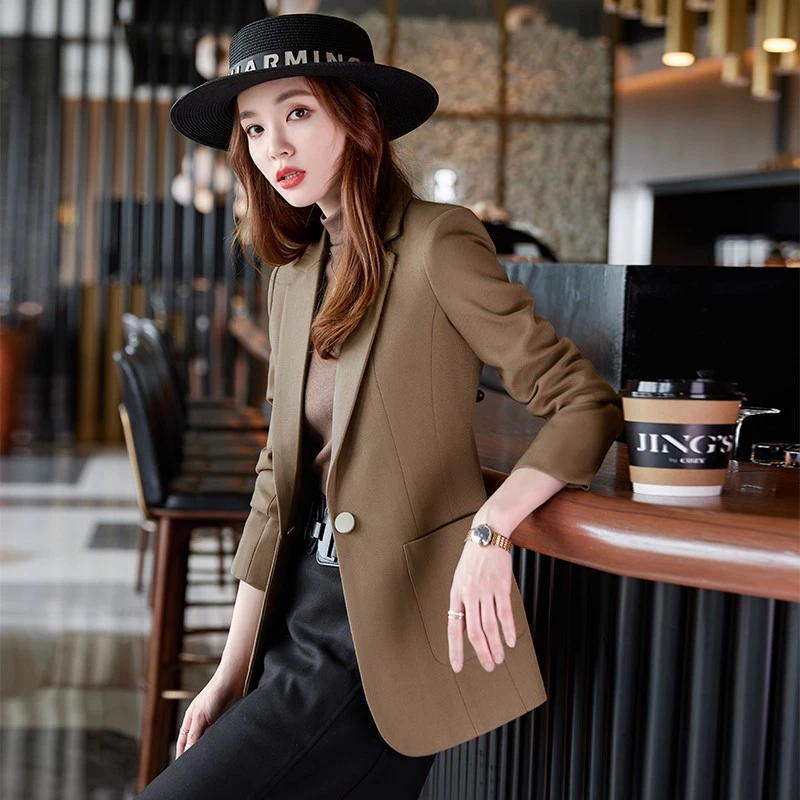 卡其色西装外套女春秋季2025新款早春时尚气质休闲小西服职业上衣