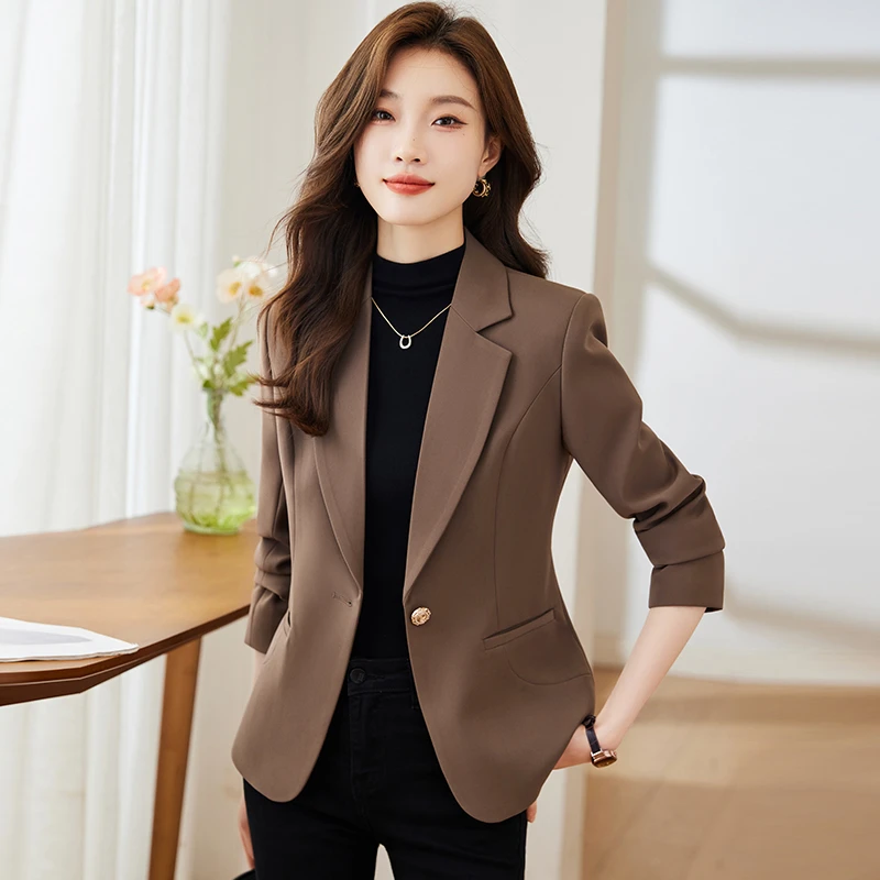 咖色小西装外套女春秋季2025新款气质高级感时尚休闲百搭西服上衣