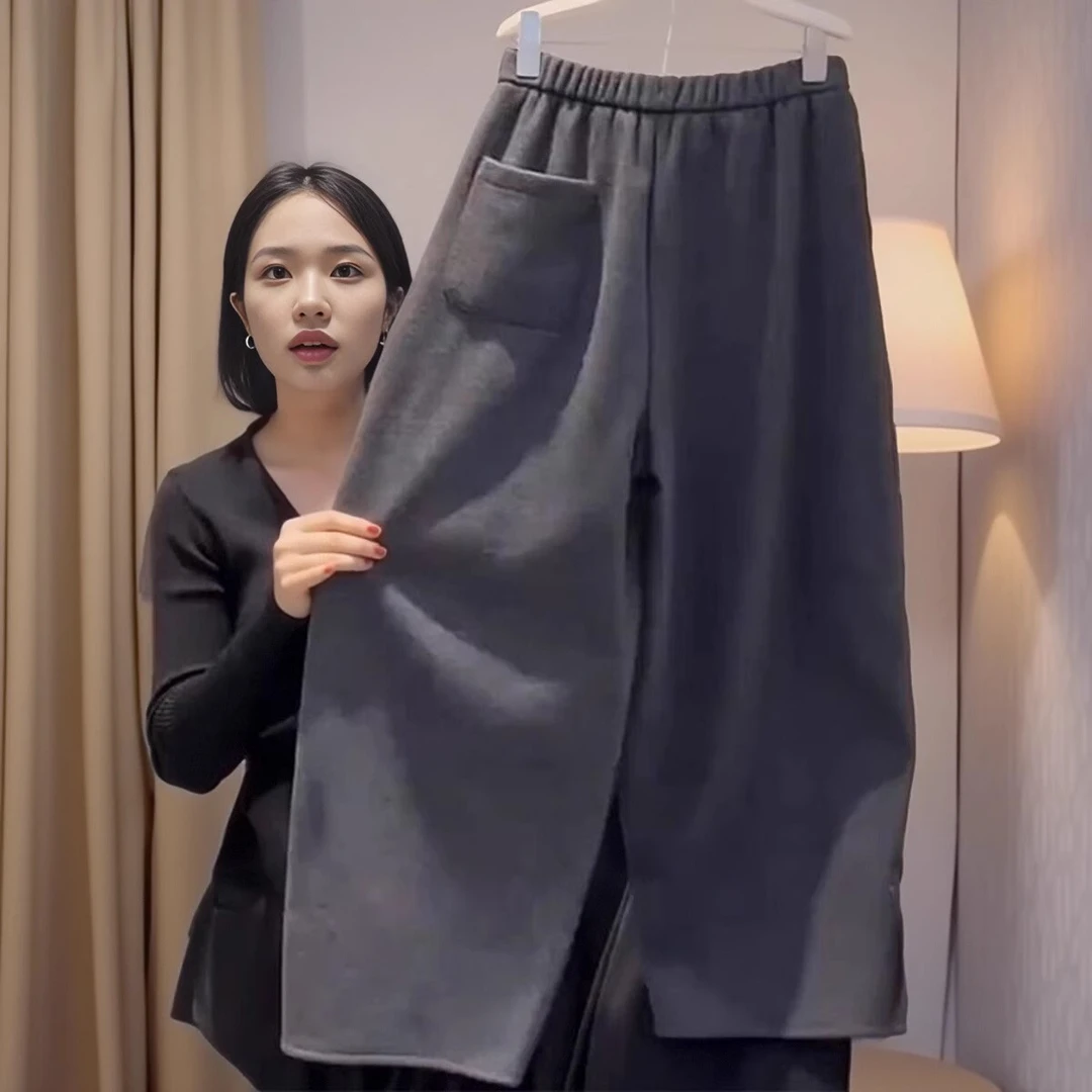 灰色休闲弯刀裤女2025年春秋季新款大码梨形身材小个子九分卫裤子