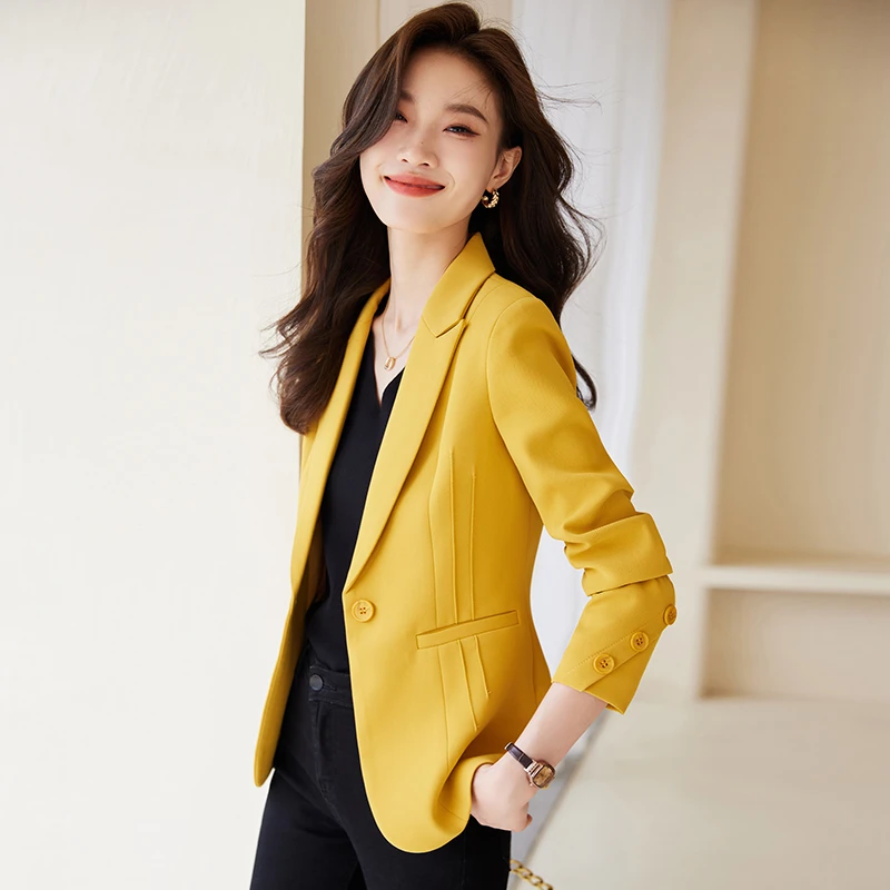 黄色小西装外套女2023秋季新款设计感女神范气质时尚休闲西服上衣