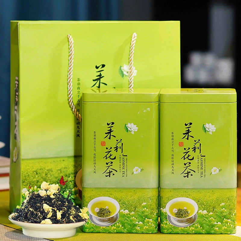 新茶茉莉飘雪花茶 花香浓香型浓郁醇厚茉莉花茶叶散茶铁罐礼盒装