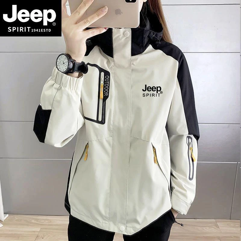 JEEP吉普外套女秋冬季三合一可拆卸加厚防风防水冲锋男款户外夹克