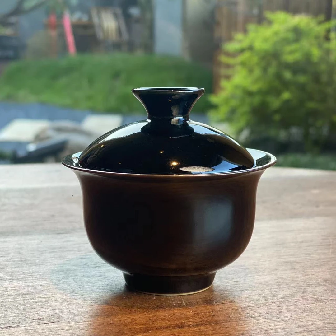 【严选茶器】乌金釉小黑子系列#瓷盖碗#黑色#主人杯