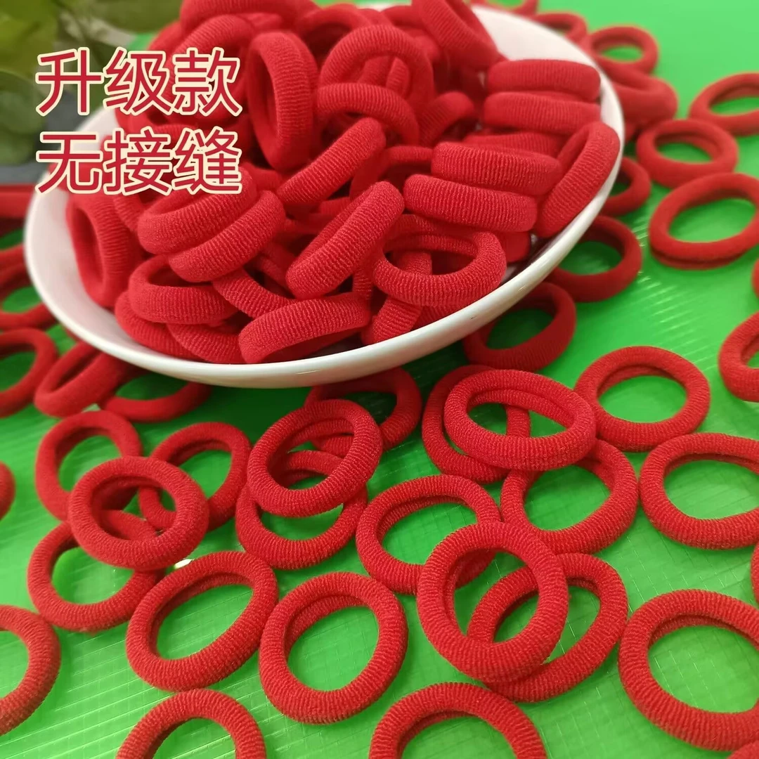 喜庆红儿童小号发圈宝宝头绳小女孩扎头发毛巾圈大红色皮筋发绳