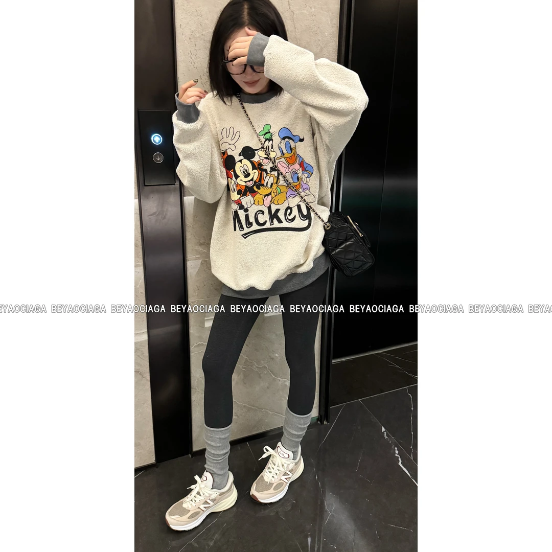 [北尧] {福利款}米奇重工设计款毛圈大卫衣慵懒风{6355}