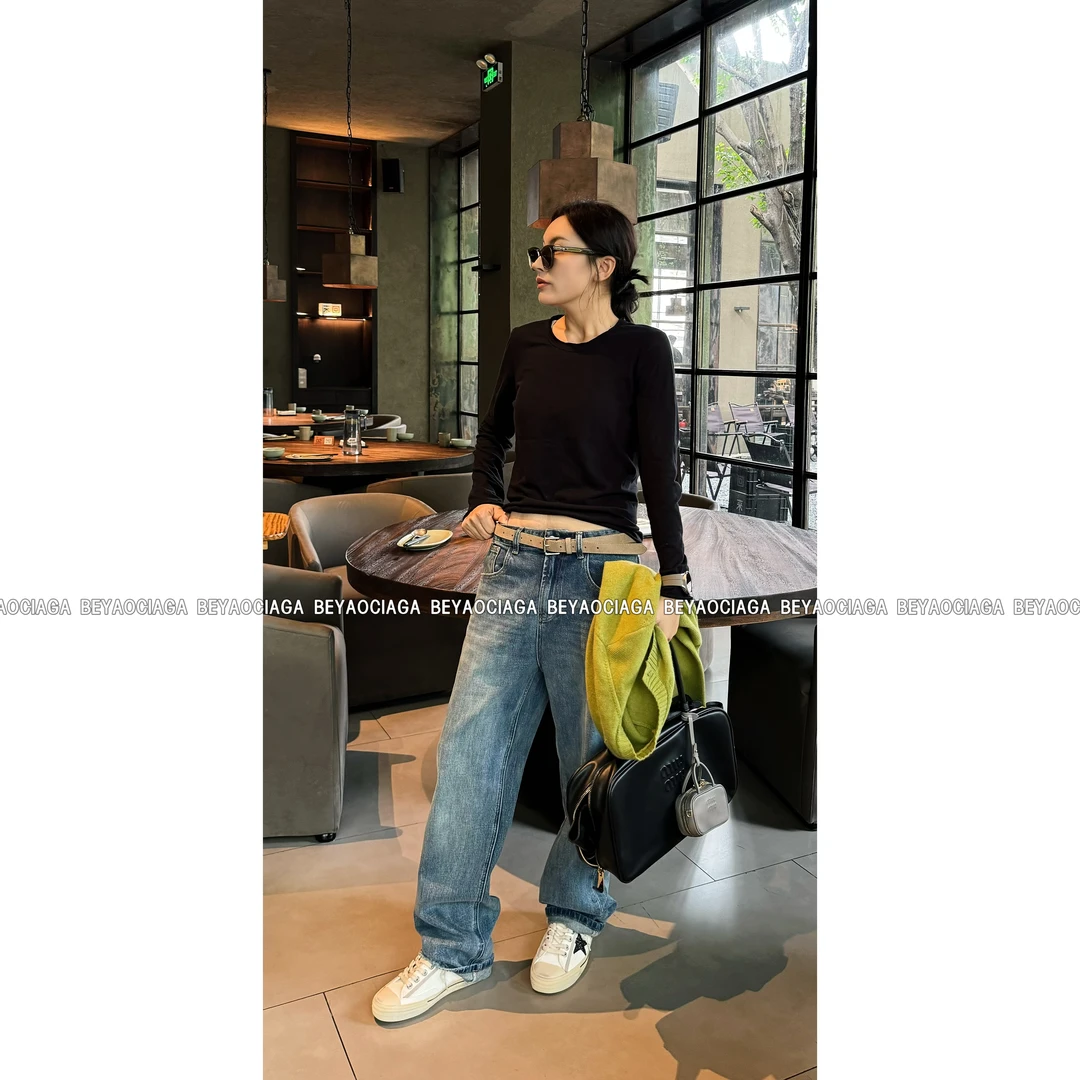 【北尧】无感珍珠基础100棉简约圆领长袖休闲百搭打底内搭T恤