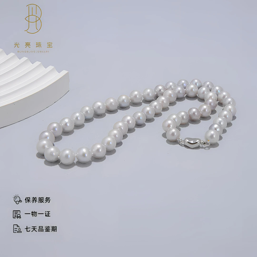【云雾】天然淡水无核稀有色灰珍珠经典大点位无核珍珠项链 0546