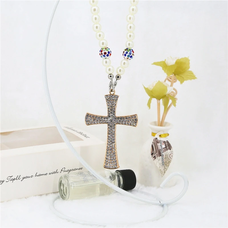 镶钻十字架汽车挂件车内饰品挂饰手工串珠原创保平安后视镜车挂